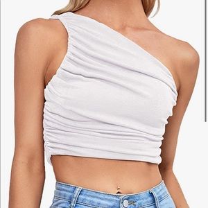 M cropped one shoulder tank.
